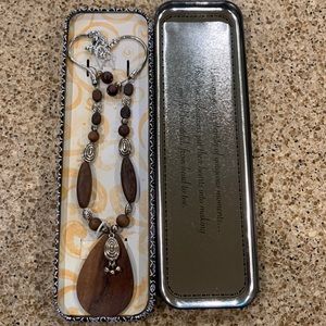 Brighton Necklace and Earring set - metal and wood